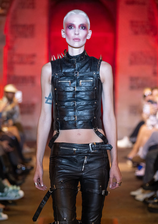 Tell The Truth Straight Sleeveless Leather Vest