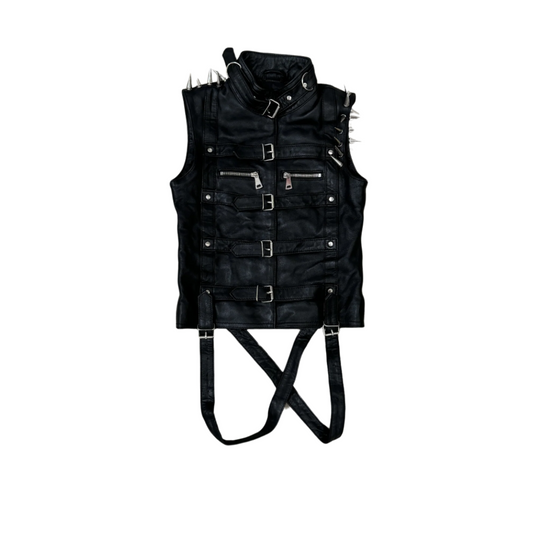 Tell The Truth Straight Sleeveless Leather Vest