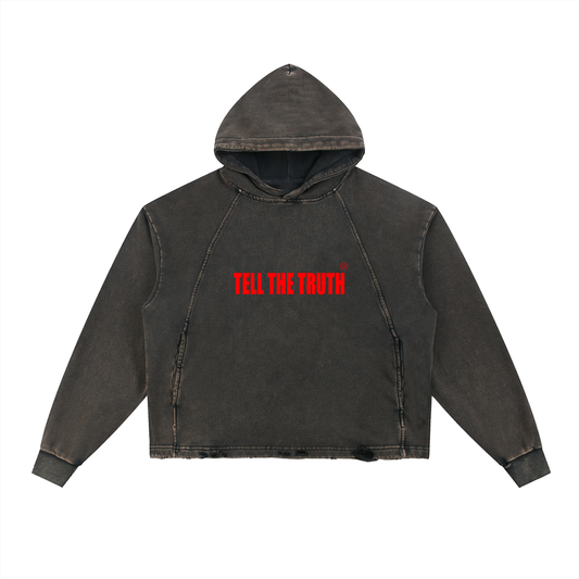 Tell The Truth Vintage Washed Frayed-Hem Hoodie