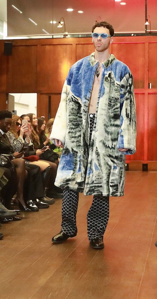 Wolves Fur Trench Coat