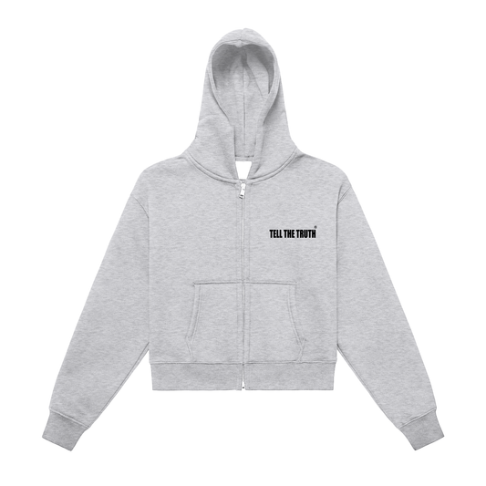 WOMENS TELL THE TRUTH Fleeced Zip-Up Cropped Hoodie