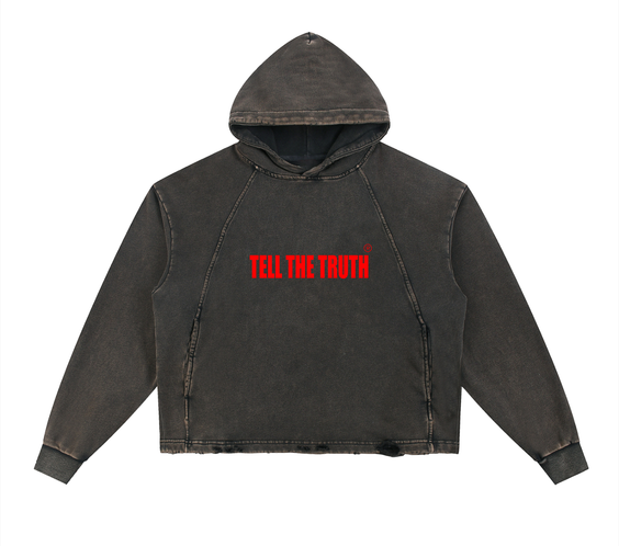 Tell The Truth Vintage Washed Frayed-Hem Hoodie