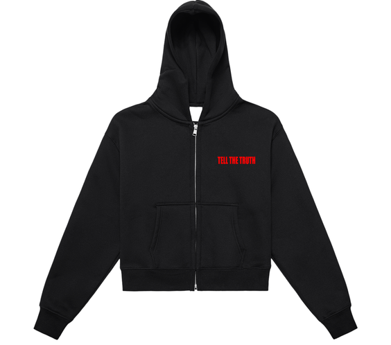Fleeced Zip-Up Cropped Hoodie
