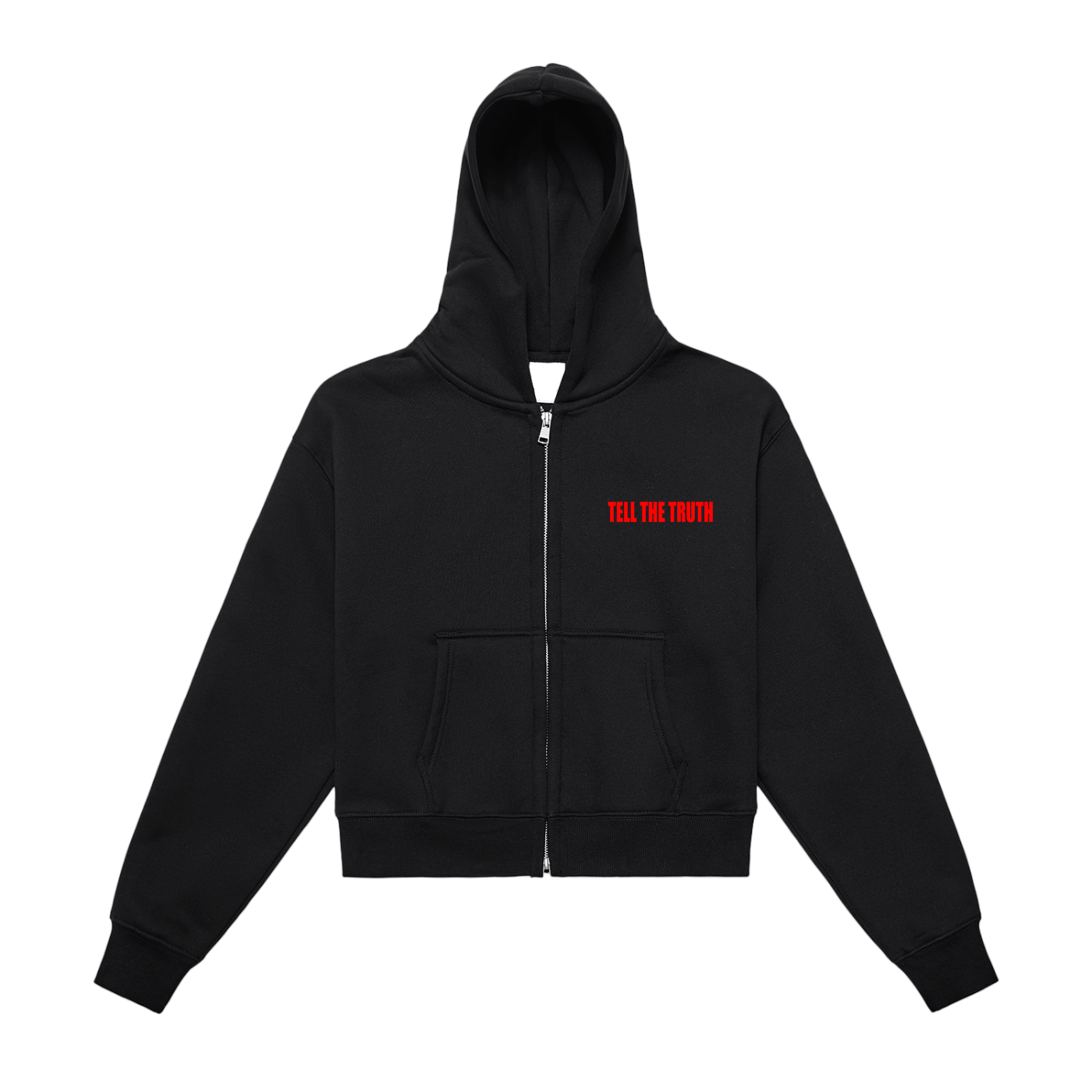 Fleeced Zip-Up Cropped Hoodie