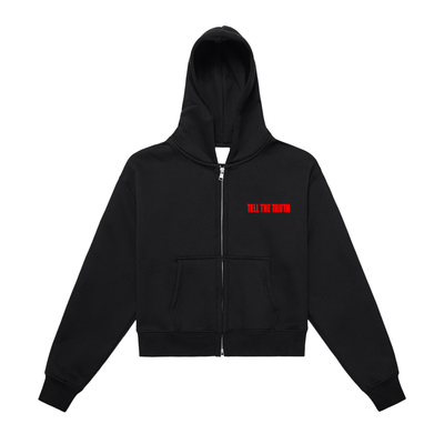 Fleeced Zip-Up Cropped Hoodie