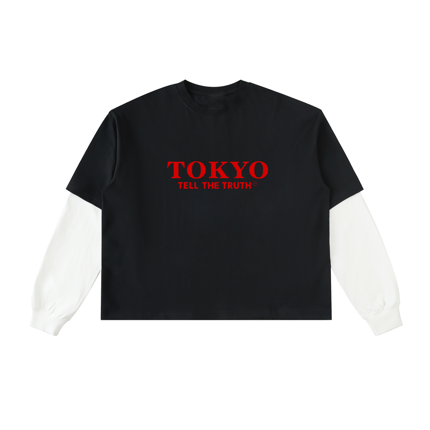 Tokyo Contrast Sleeve Cotton T-Shirt