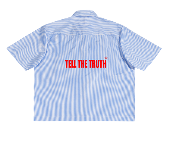 Tell The Truth Oversized Vertical Stripe Boxy Shirt