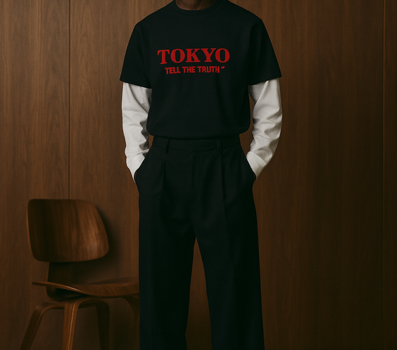 Tokyo Contrast Sleeve Cotton T-Shirt