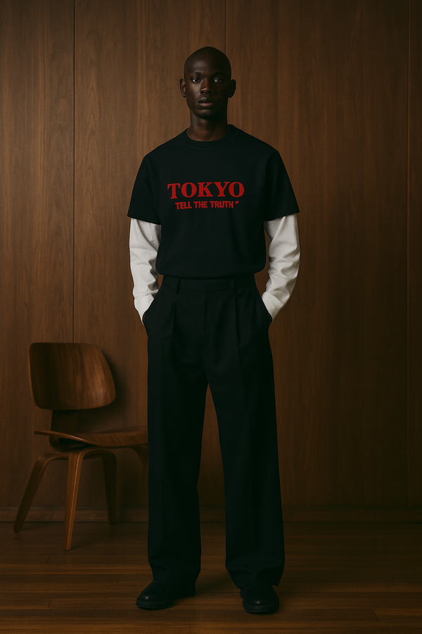 Tokyo Contrast Sleeve Cotton T-Shirt