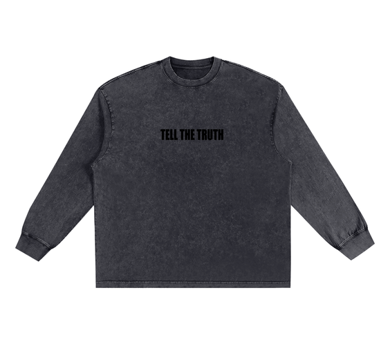 Tell The Truth Snow Washed Oversized Long Sleeve T-Shirt