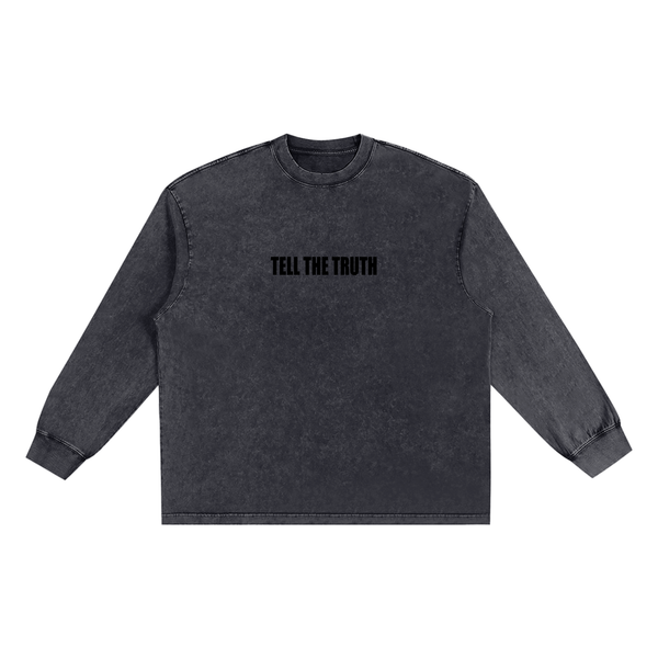 Tell The Truth Snow Washed Oversized Long Sleeve T-Shirt