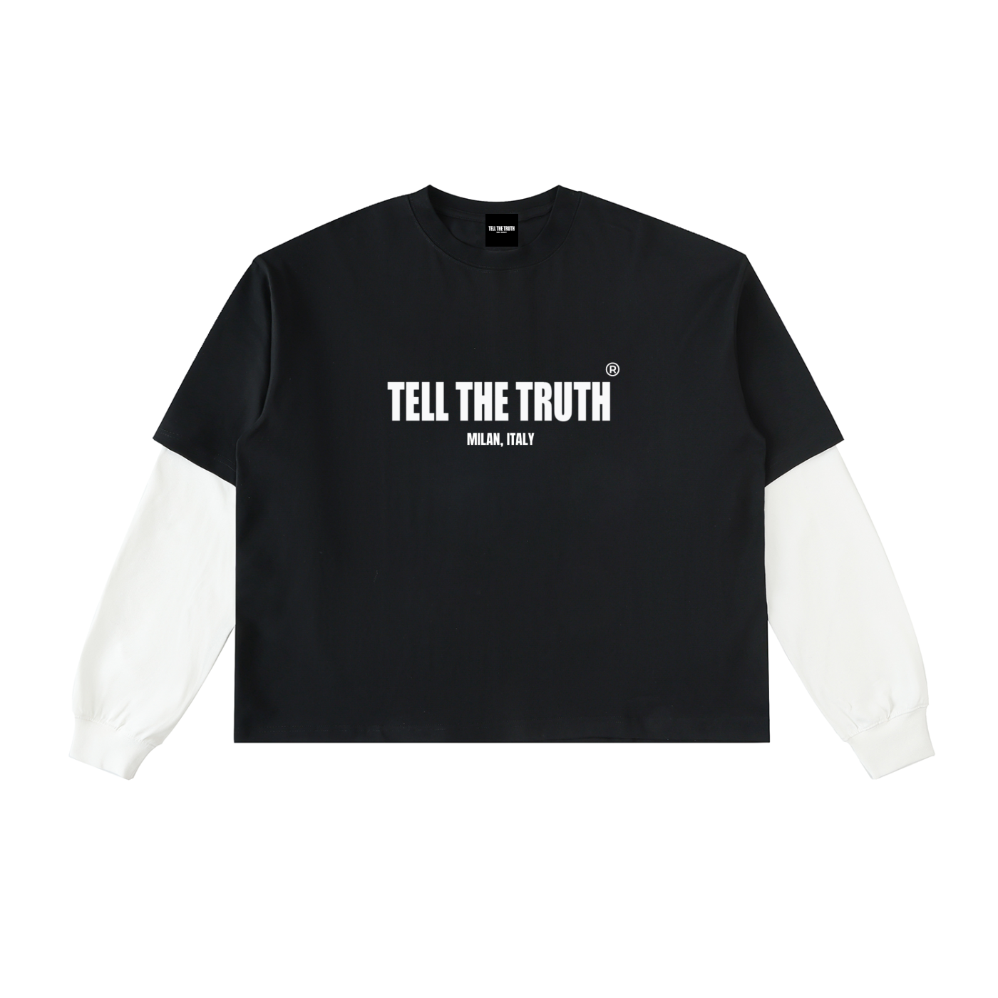 TELL THE TRUTH Contrast Sleeve Cotton T-Shirt