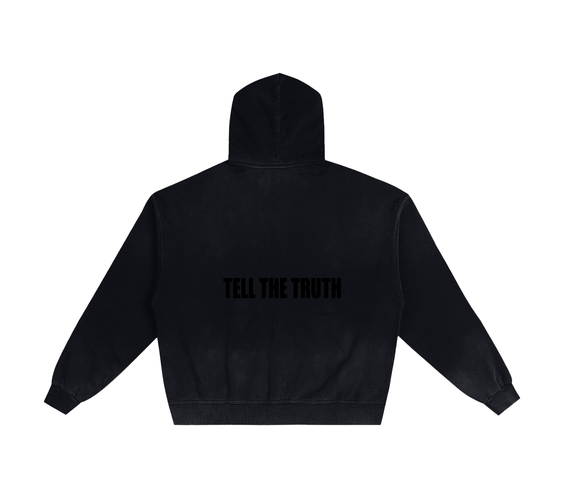 Tell The Truth Hand-Frayed Sunfade Zip Hoodie