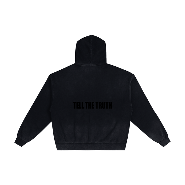 Tell The Truth Hand-Frayed Sunfade Zip Hoodie
