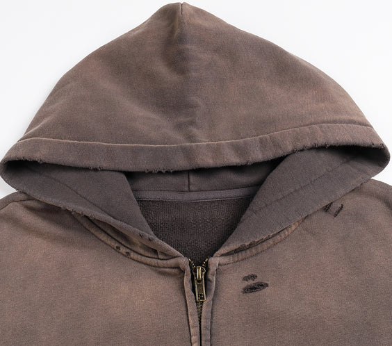 Tell The Truth Dagger Hand-Frayed Sunfade Zip Hoodie